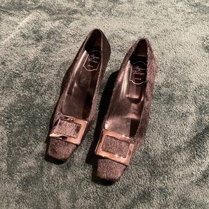 Roger Vivier Black Fur Leather 45mm Pump Heels